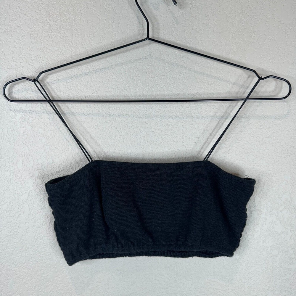 Callahan X Revolve Crop Tank Black Smocked Back Knitwear Strappy‎ Womens Size XS